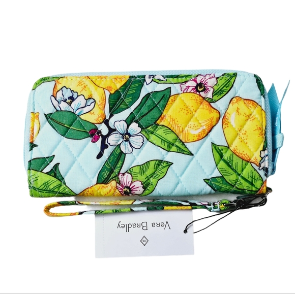 Vera Bradley RFID Lemons Quilted Cotton Wristlet - Picture 2 of 4